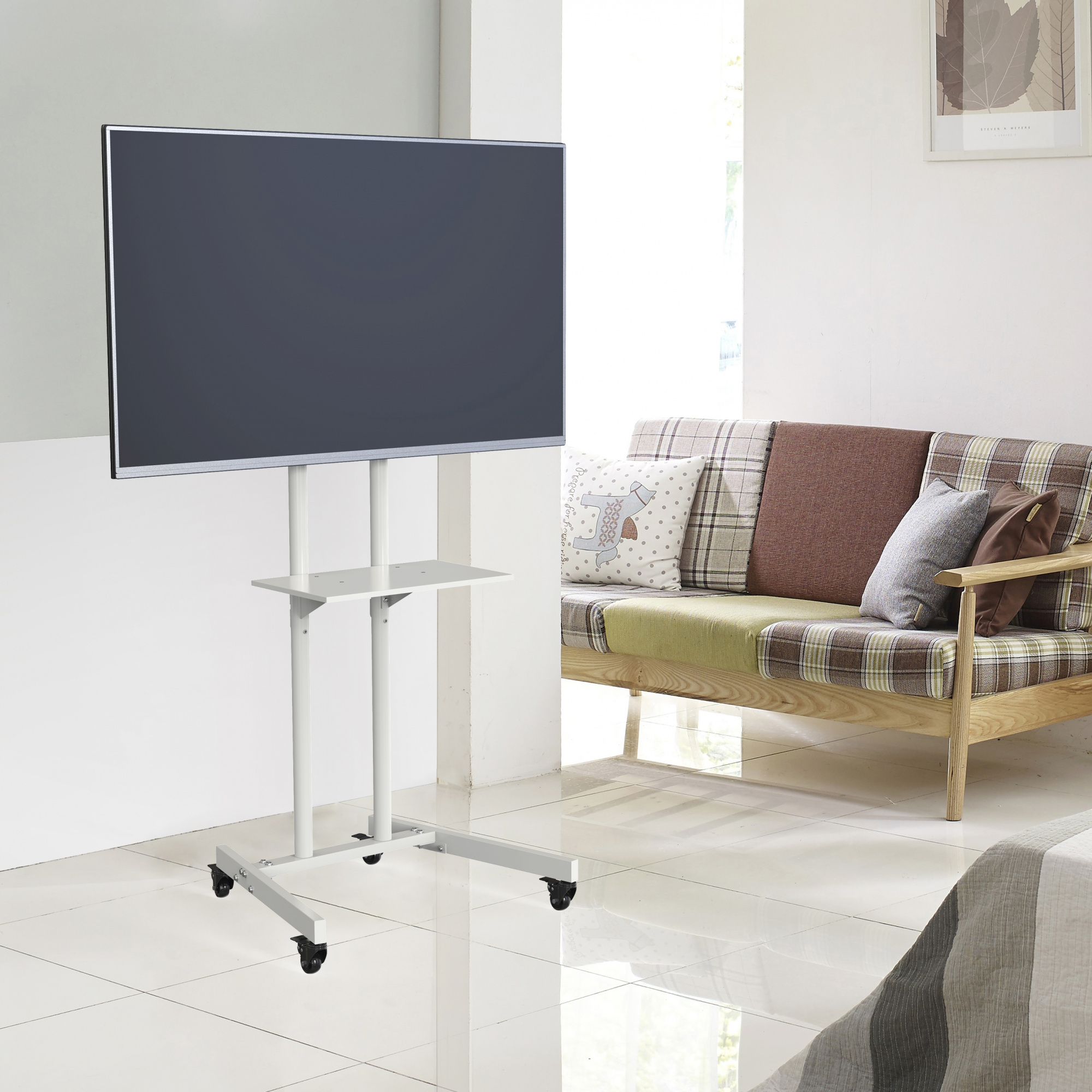 Стойка для телевизора Cactus CS-ST04 белый 37"-70" макс.68кг напольный мобильный