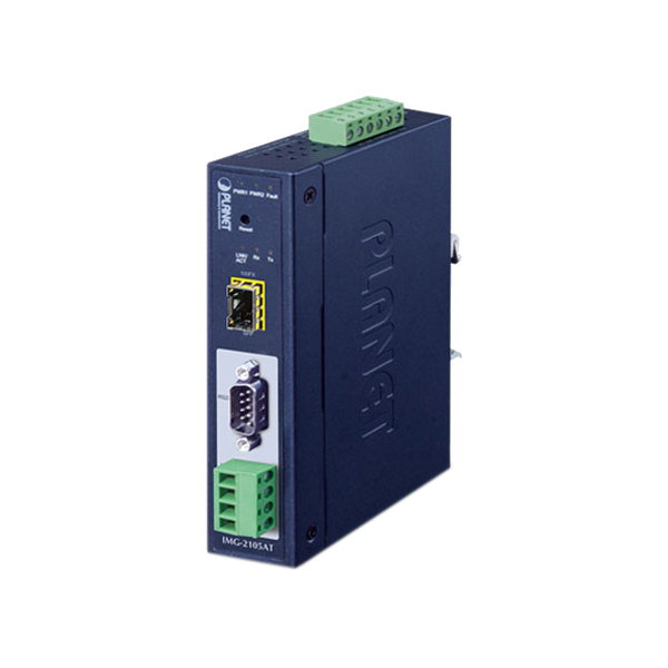 медиа конвертер/ PLANET IMG-2105AT IP30 Industrial 1-Port RS232/RS422/RS485 Modbus Gateway (1 x 100BASE-FX SFP slot, -40~75 degrees C, dual 9~48V DC, Modbus RTU/ASCII, Master/Slave )