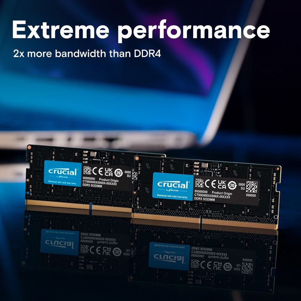 Модуль памяти 16GB Crucial DDR5 4800 SO DIMM Basics Laptop Memory Non-ECC, CL40, 1.1V, SRx8, RTL