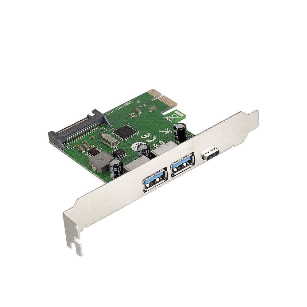 Контроллер ExeGate EXE-323 (PCI-E x1 v2.0, 2*USB3.0 ext. + 1*Type-C, разъем доп.питания, VIA Labs Ch