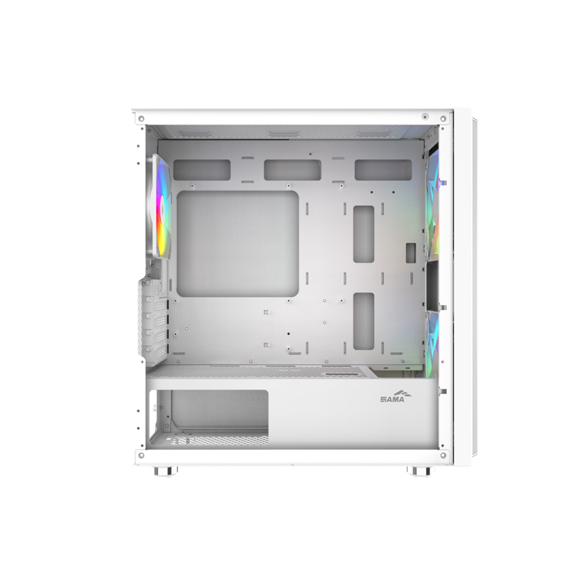 Корпус SAMA S30 White, Midi-Tower, TG, 2x140mm + 1x120mm ARGB, 1xUSB 3.0 + 1xUSB 3.1 Type-C, mATX, m