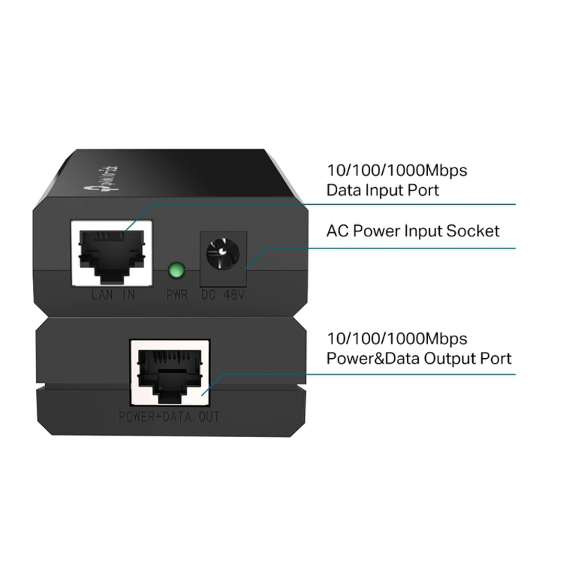 Инжектор PoE TP-Link POE150S 10/100/1000BASE-T 48В(DC)