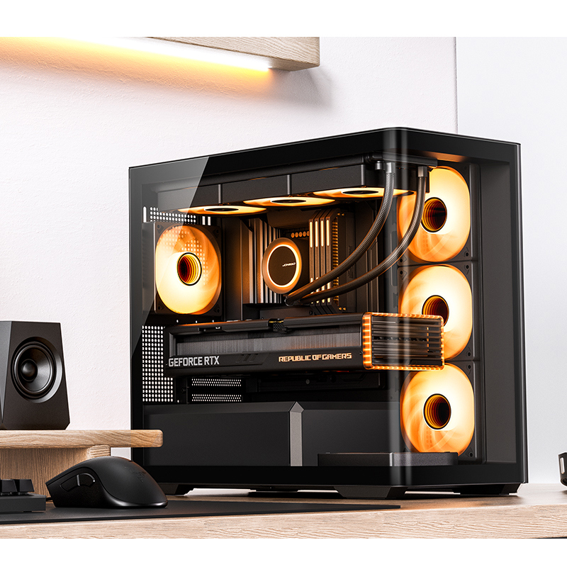 Корпус JONSBO D300, Mini-Tower, TG, no fan, 2xUSB-A 3.2 + 1xUSB-C 3.2, mATX, mITX Black