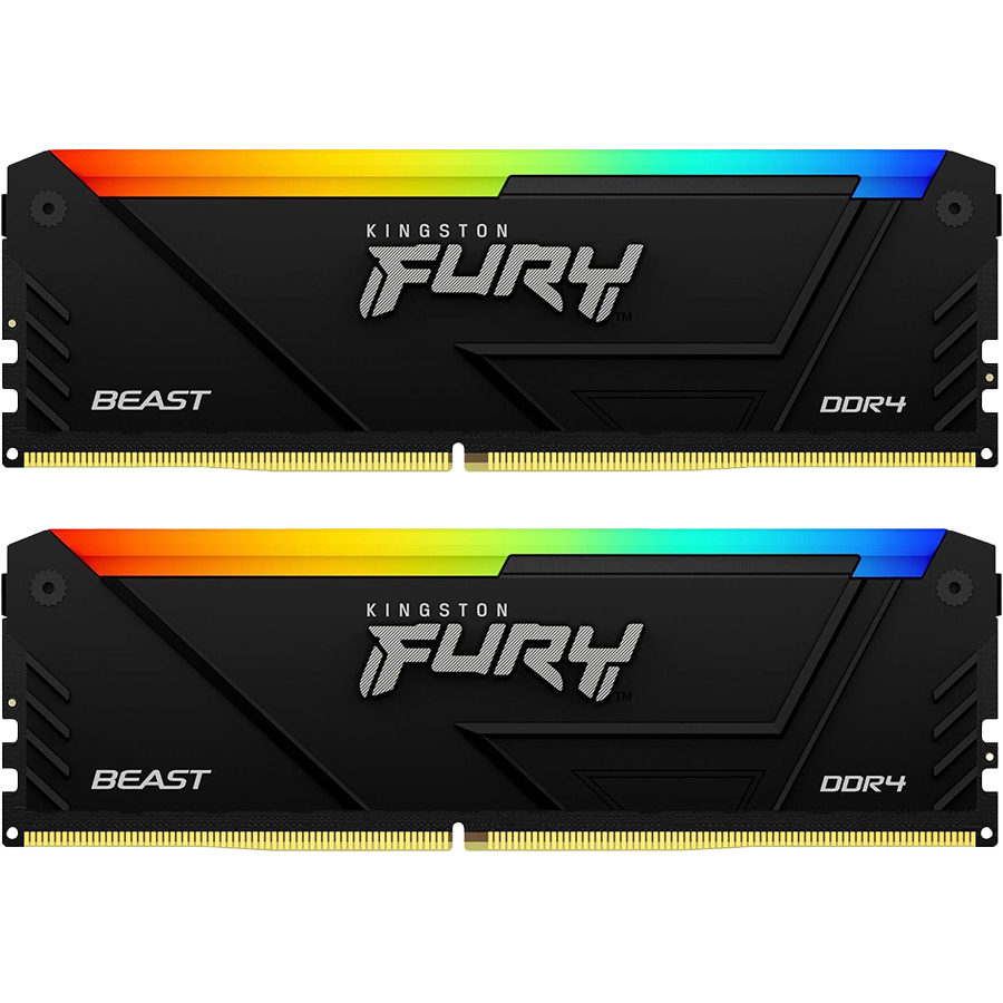 Модуль памяти Kingston 32GB DDR4 3200MHz DIMM FURY Beast Black RGB XMP kit 2x16Gb, CL16, 288-pin  1.
