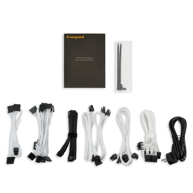 Блок питания HSPD, 850W 80+ Gold (ATX, 3.1, PCIe 5.1, Full modular, 1x24(20+4)pin mesh 550mm, 2xCPU 