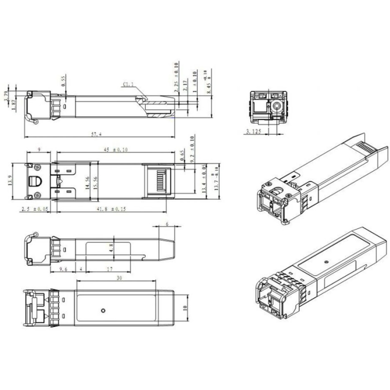 Модуль SFP+ WDM, дальность до 60км (21dB), 1270нм