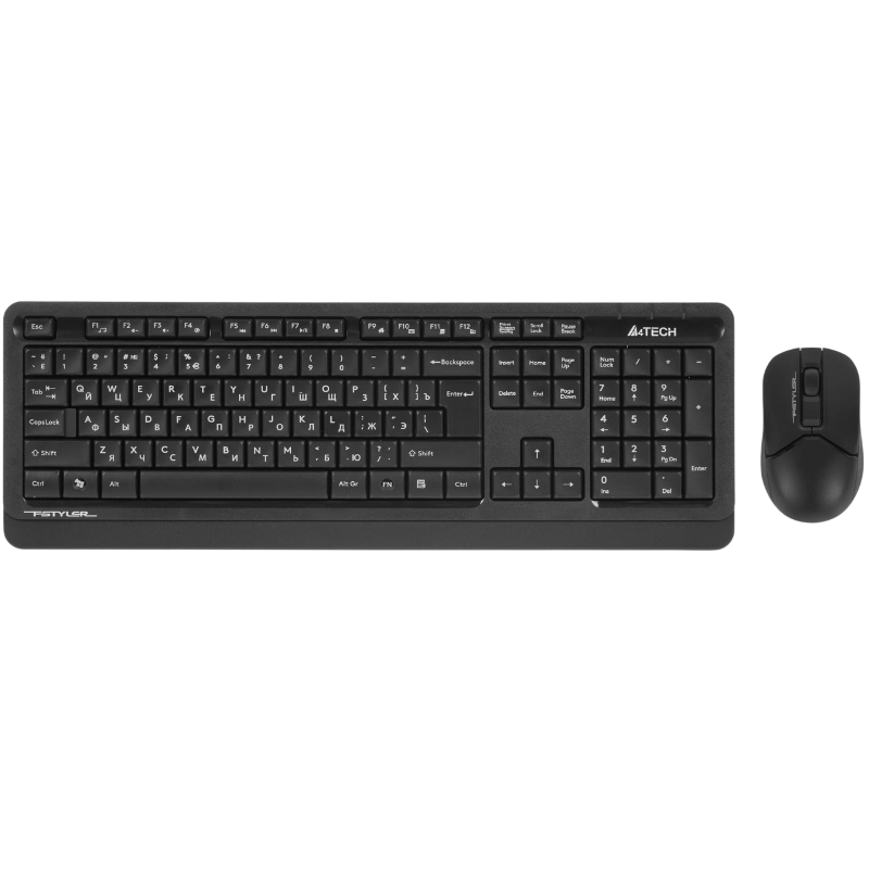 Клавиатура + мышь A4Tech Fstyler FG1012 клав:черный/серый мышь:черный USB беспроводная Multimedia (F