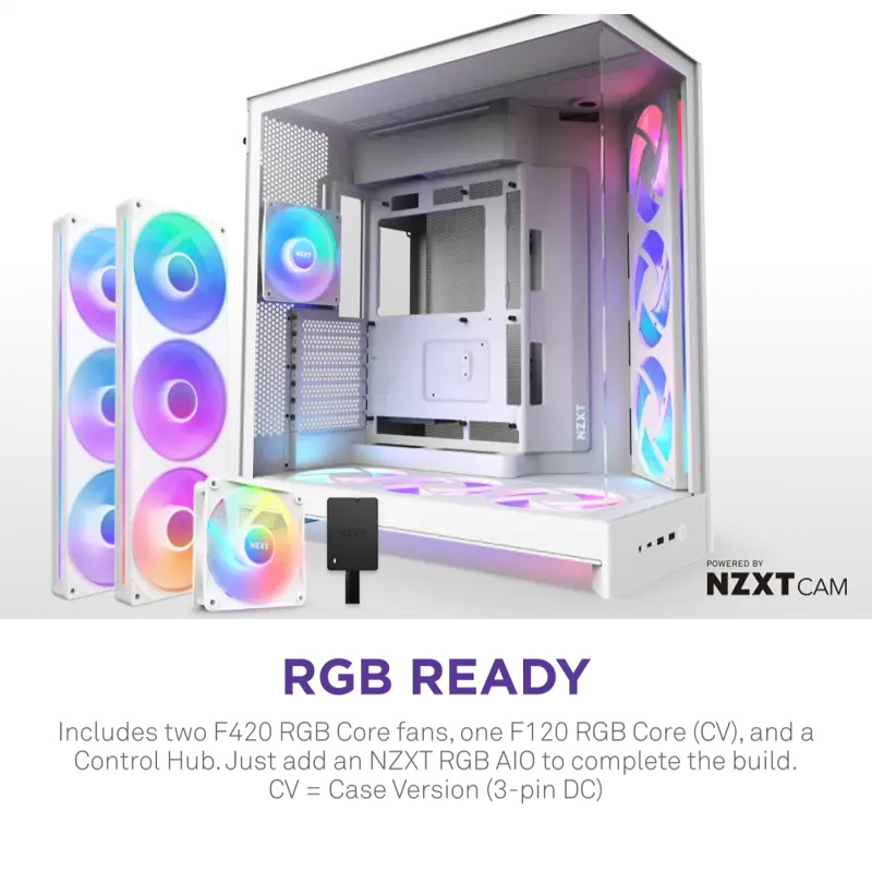 Корпус NZXT H9 Flow RGB+ (2025), Midi-Tower, TG, 6x140mm RGB + 1x120mm RGB, 2xUSB-A 3.2 + 1xUSB-C 3.