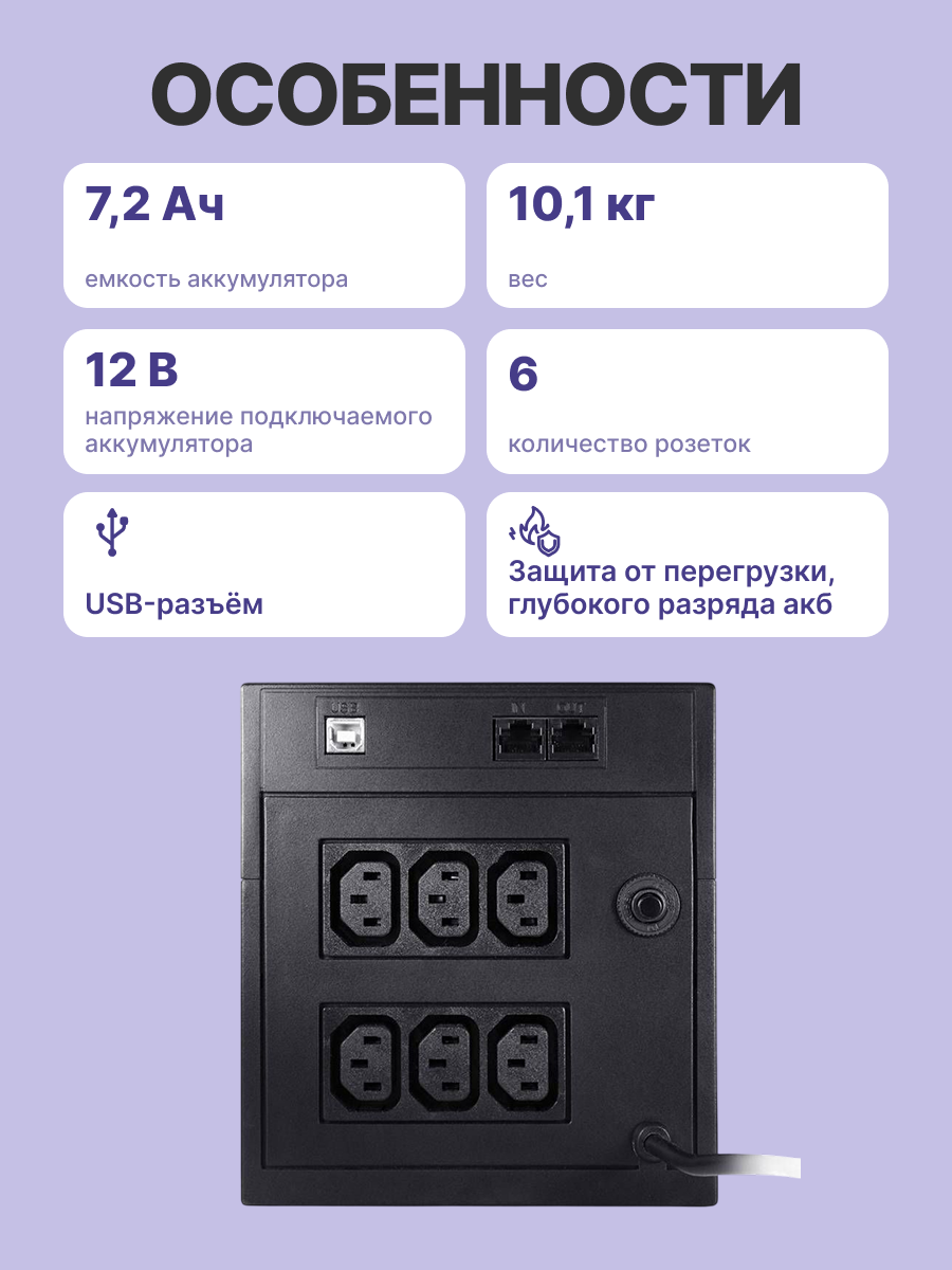 Источник бесперебойного питания Powercom Raptor RPT-1500AP 900Вт 1500ВА черный
