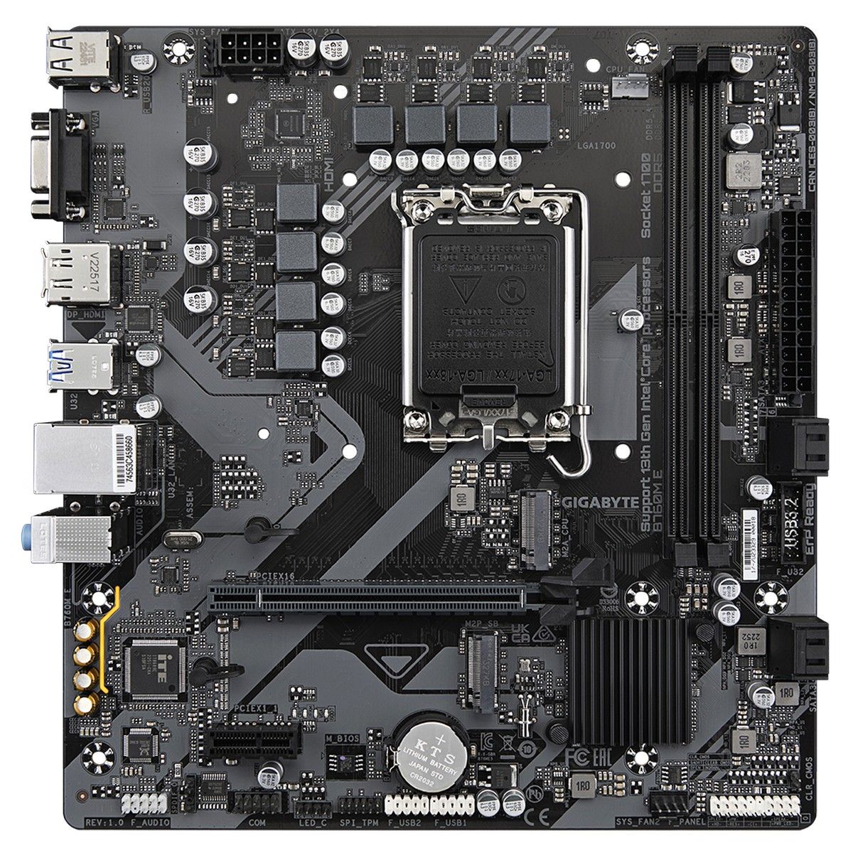 Материнская плата GIGABYTE B760M B760M E, LGA1700, B760, 2*DDR5, 4*SATA, 2*M.2, 4*USB 3.2, 2*USB 2.0