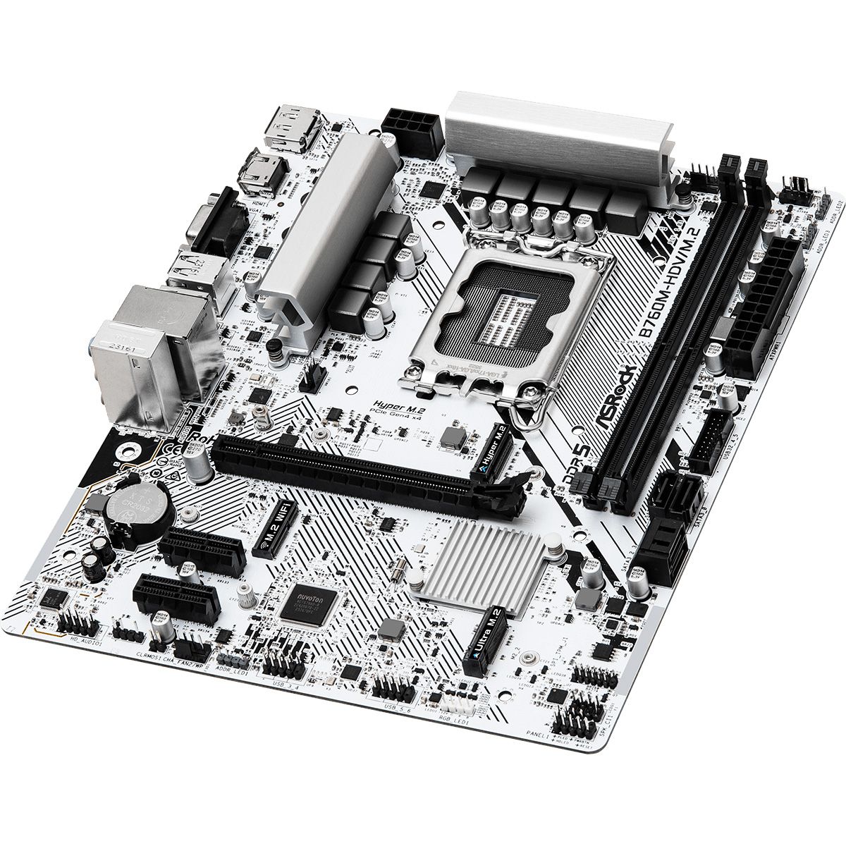 Материнская плата Asrock B760M-HDV/M.2 Soc-1700 Intel B760 2xDDR5 mATX AC`97 8ch(7.1) 2.5Gg RAID+VGA