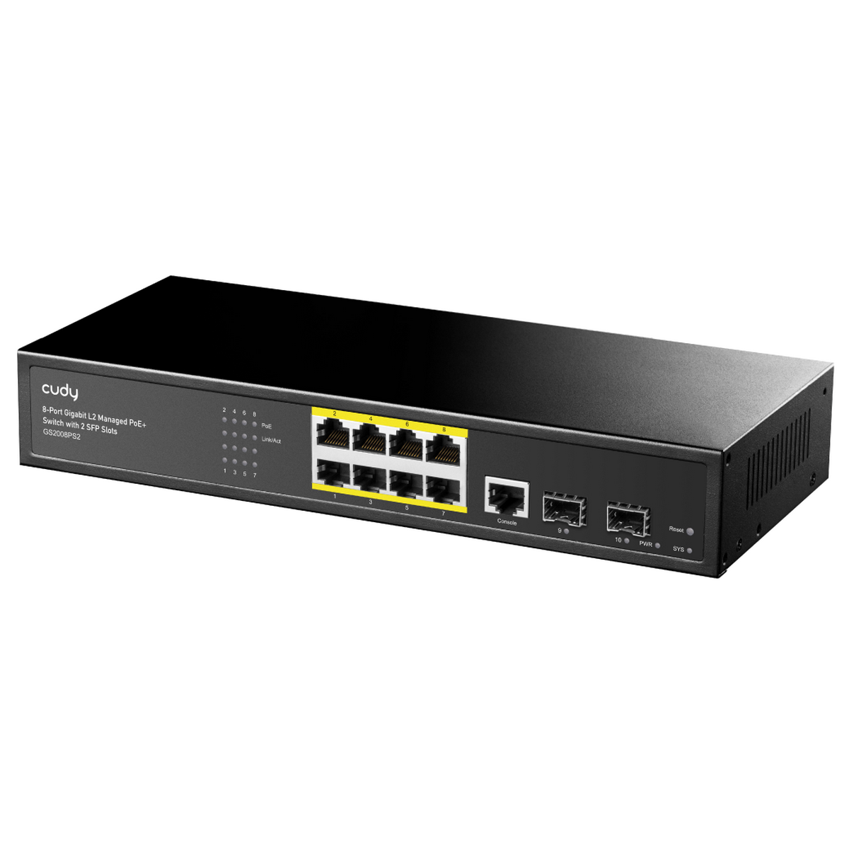 Коммутатор Cudy GS2008PS2 (L2) 8x1Гбит/с 2SFP 8PoE+ 120W управляемый