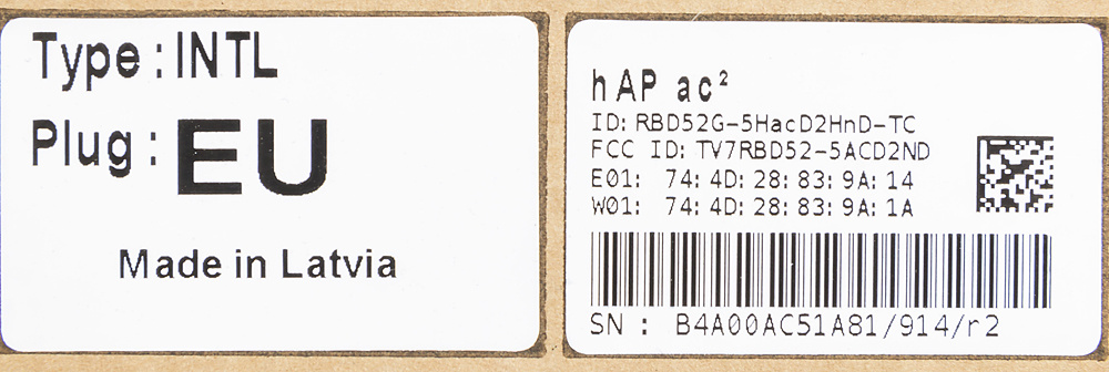 Точка доступа Wi-Fi MIKROTIK RBD52G-5HacD2HnD-TC hAP ac2 with 716MHz CPU, 128MB RAM, 5 x Gbit LAN, b