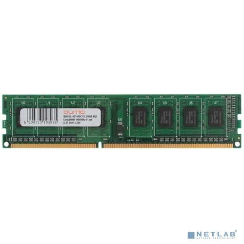 QUMO DDR3 DIMM 4GB (PC3-12800) 1600MHz QUM3U-4G1600C(N)11L 1.35V