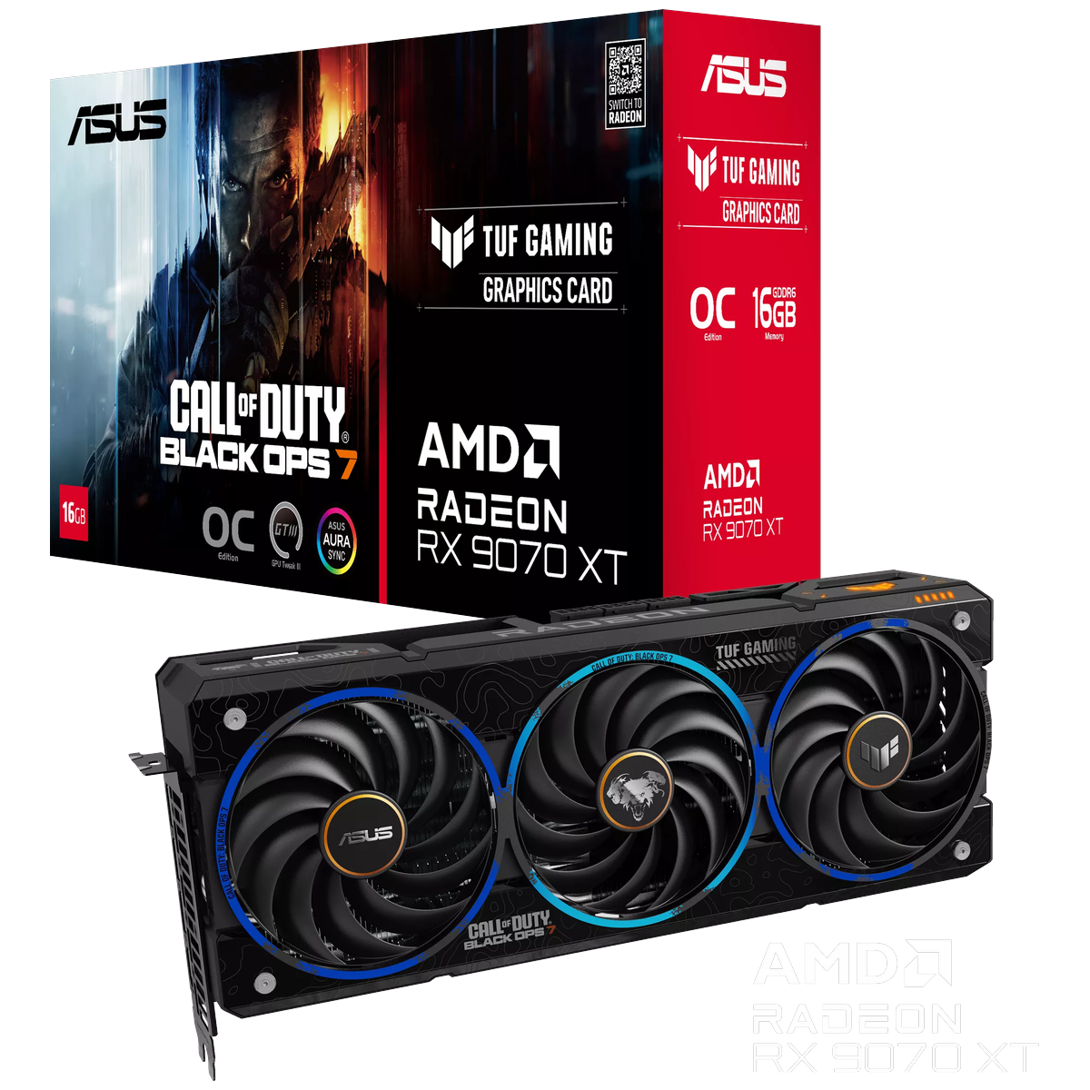 Видеокарта ASUS RX9070XT TUF GAMING COD BO7 SPECIAL EDITION OC 16GB GDDR6 256bit 3xDP HDMI 3FAN RTL 