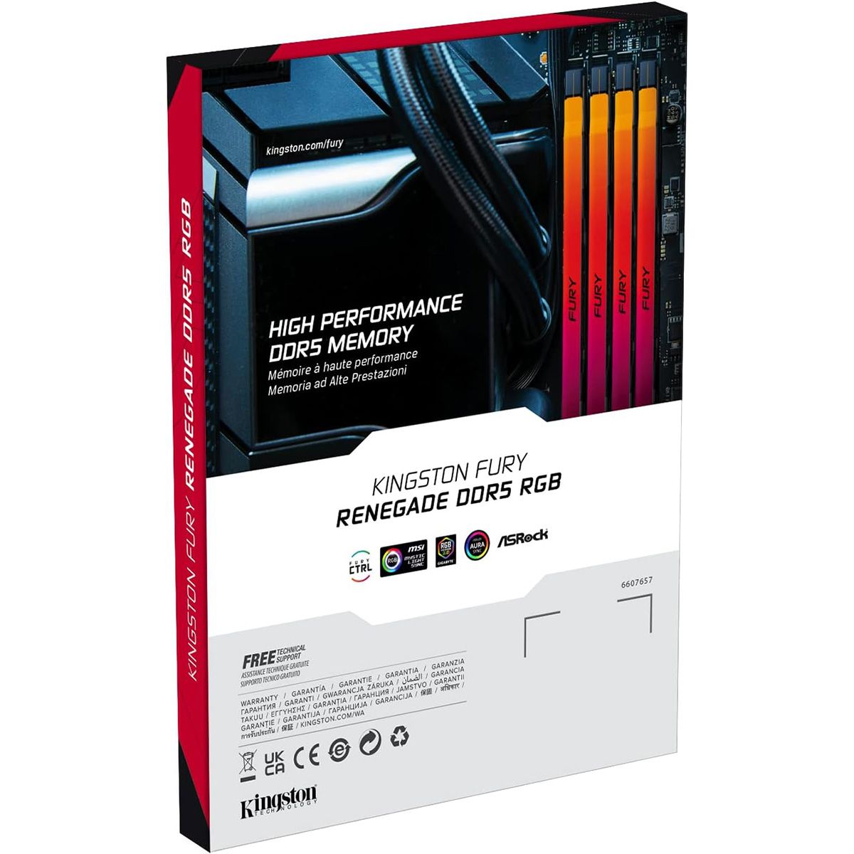 Модуль памяти Kingston 96GB DDR5 6400 FURY Renegade Silver/Black RGB XMP Non-ECC Unbuffered DIMM (Ki