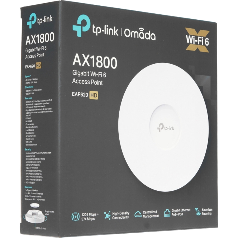 Точка доступа TP-Link EAP620 HD AX1800 10/100/1000BASE-TX белый