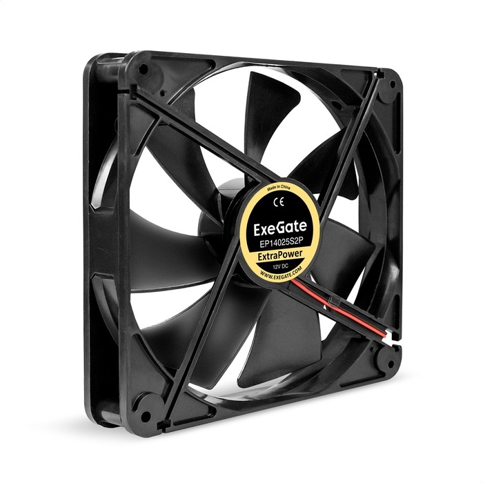Вентилятор 12В DC ExeGate ExtraPower EP14025S2P (140x140x25 мм, Sleeve bearing (подшипник скольжения), 2pin, 1600RPM, 31dBA)