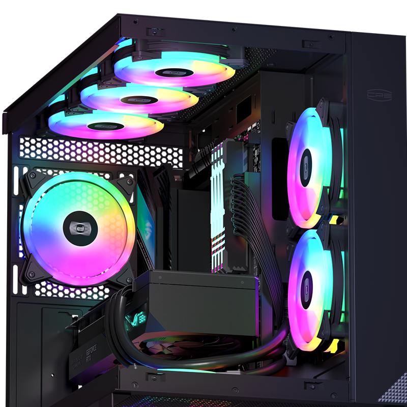 Кулер для корпуса PCCooler F3 T120 ARGB BK (120x120x25mm, 4-pin PWM, ARGB, 46CFM, 21.6dBA, 1800RPM, 