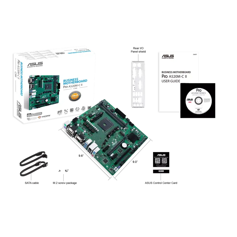 Материнская плата Asus PRO A520M-C II/CSM Soc-AM4 AMD A520 2xDDR4 mATX AC`97 8ch(7.1) GbLAN RAID+VGA