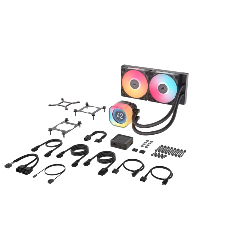 Система жидкостного охлаждения Corsair iCUE LINK TITAN 240 RX LCD (240mm, Black, RGB/ Fans: 2x120mm,