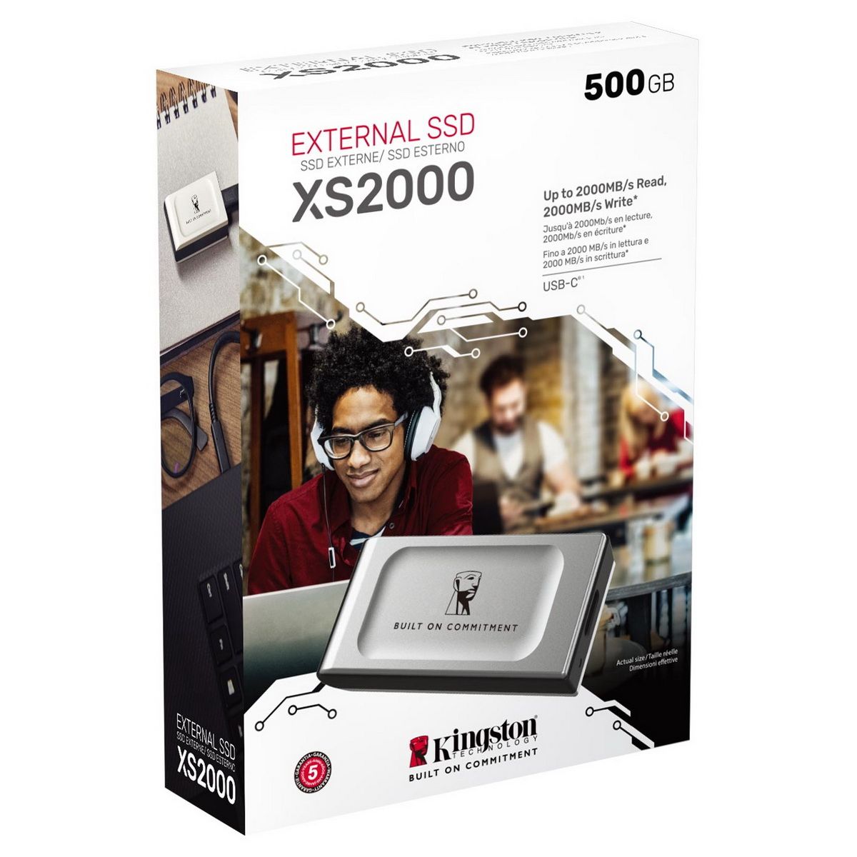 Накопитель SSD Kingston USB3.2 Gen2x2 500GB SXS2000/500GA XS2000 серебристый