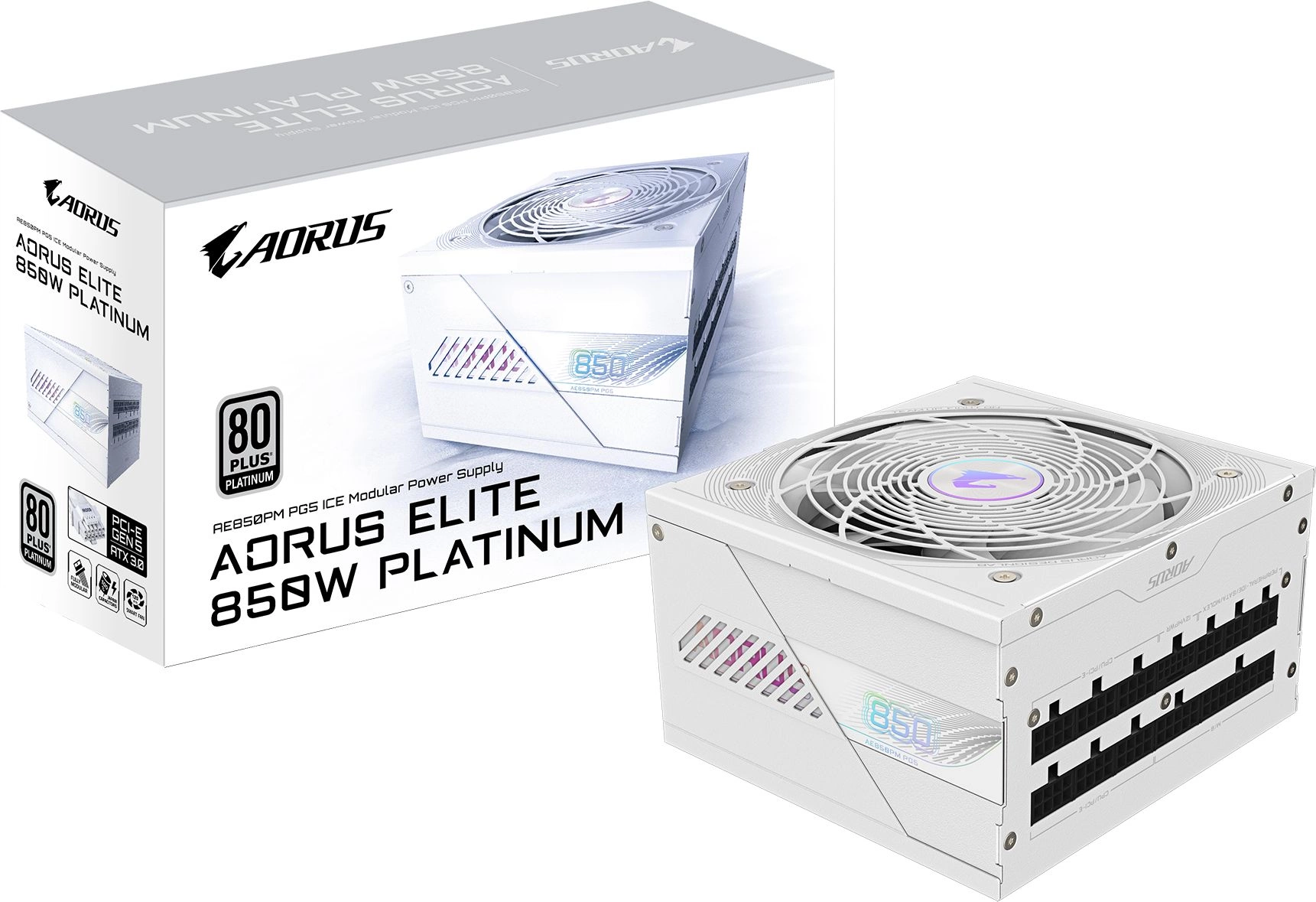 Блок питания Gigabyte ATX 850W GP-AE850PM PG5 ICE Gen.5 80+ platinum (20+4pin) APFC 120mm fan 8xSATA