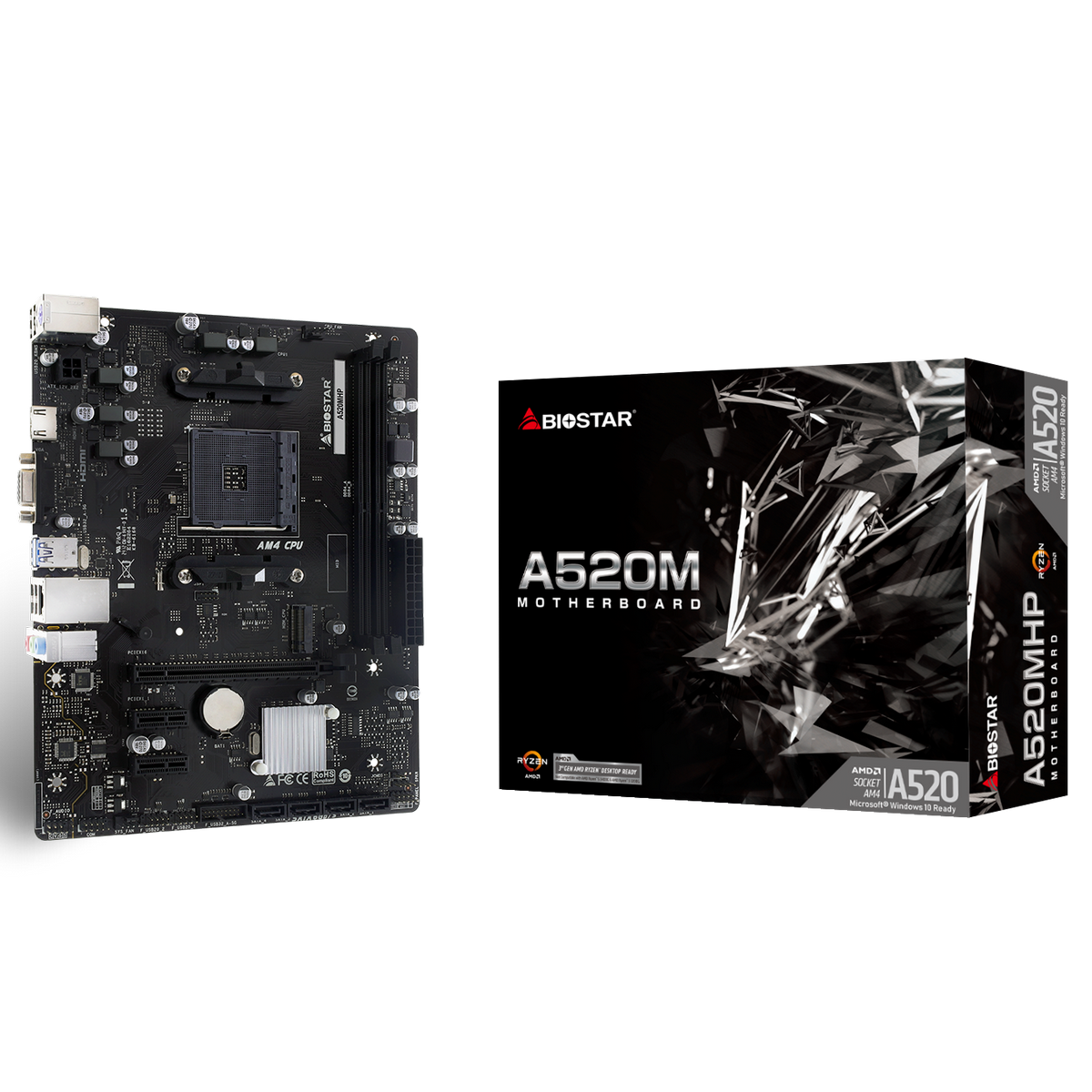 Материнская плата Biostar A520MHP Soc-AM4 AMD A520 2xDDR4 mATX AC`97 8ch(7.1) GbLAN RAID+VGA+HDMI