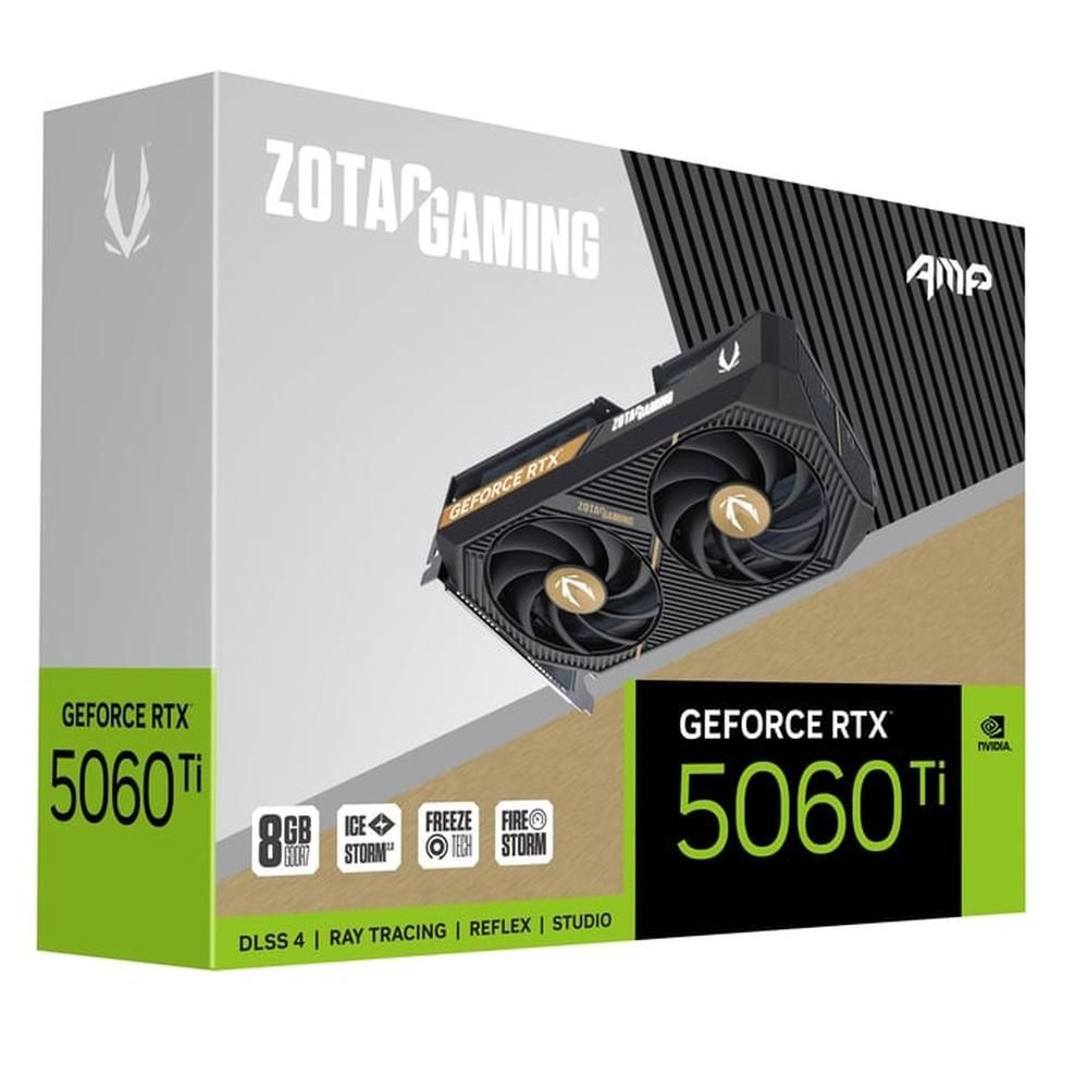 Видеокарта Zotac PCI-E 5.0 RTX 5060TI 8GB AMP NVIDIA GeForce RTX 5060TI 8Gb 128bit GDDR7 2632/28000 