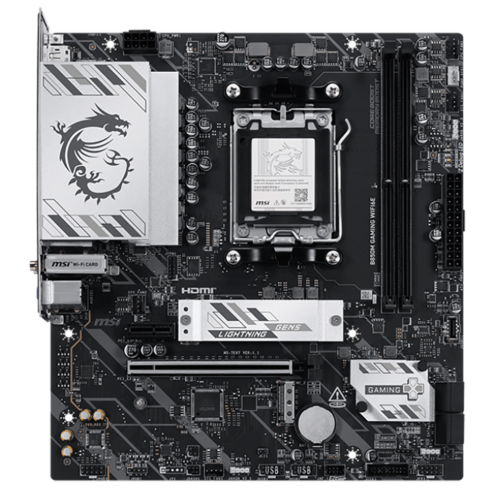 Материнская плата MSI B850M GAMING PLUS WIFI6E, AM5, AMD B850, 4xDDR5, 4xSATA, 2xM.2, 1xPCIe 4.0 x16