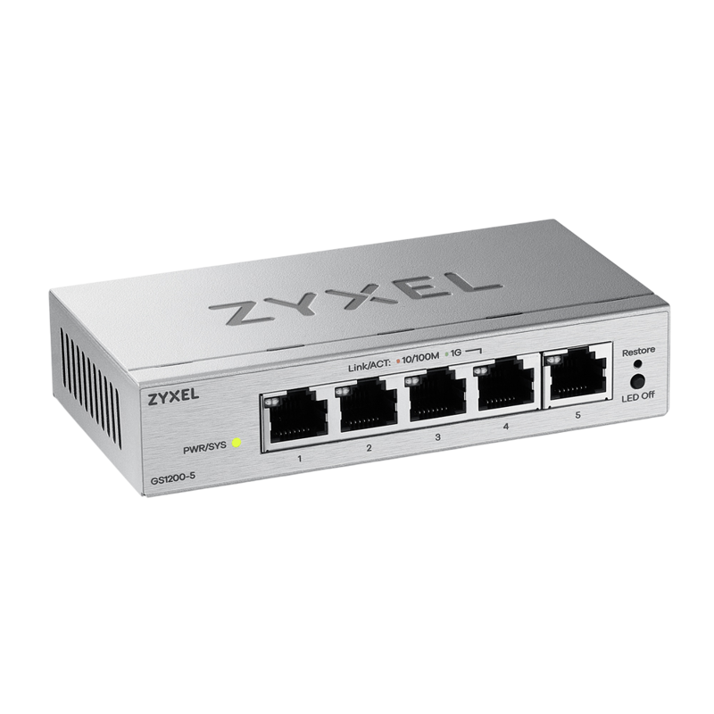 Коммутатор Web Smart L2 коммутатор Zyxel GS1200-5v3, 5xGE, настольный, бесшумный