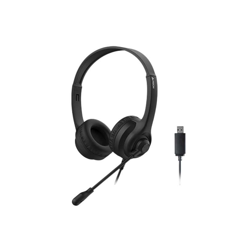 Наушники с микрофоном A4Tech HU-8 черный 2м накладные USB оголовье