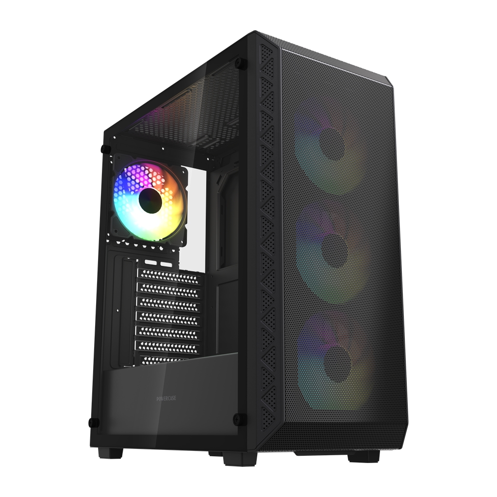 Powercase Корпус Mistral S4B, Tempered Glass, 4x 120mm FRGB Fans, чёрный, ATX  (CMSB-L4)