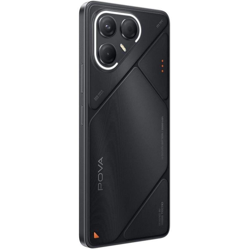 Смартфон Tecno Pova 7 5G 256Gb 8Gb черный моноблок 3G 4G 2Sim 6.78" 1080x2460 Android 15 50Mpix 802.
