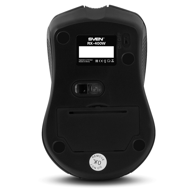 Беспроводная мышь SVEN RX-400W чёрная (3+1кл. 600/1000/1400DPI, блист)