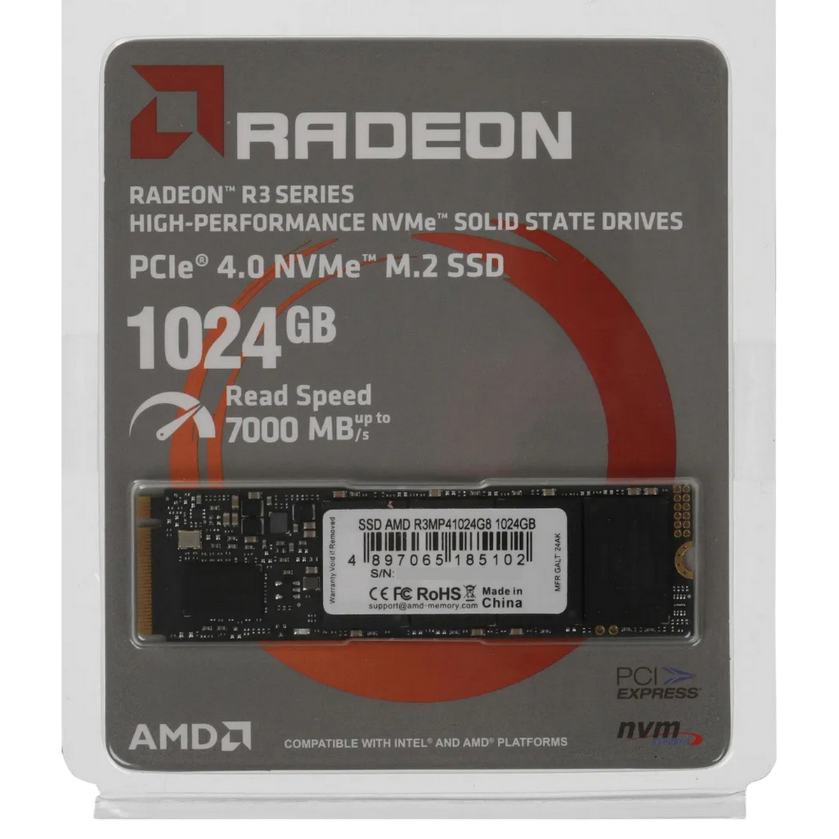 Накопитель SSD AMD PCIe 4.0 x4 1TB R3MP41024G8 Radeon M.2 2280