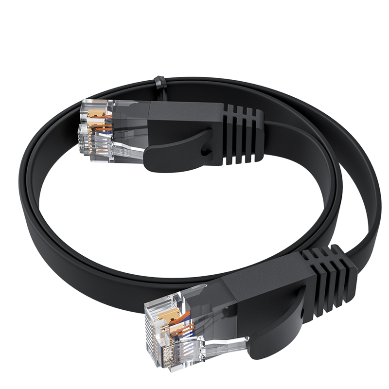 Патч-корд PROF плоский прямой 3.0m, UTP медь кат.6, черный, 30 AWG, ethernet high speed 10 Гбит/с, R