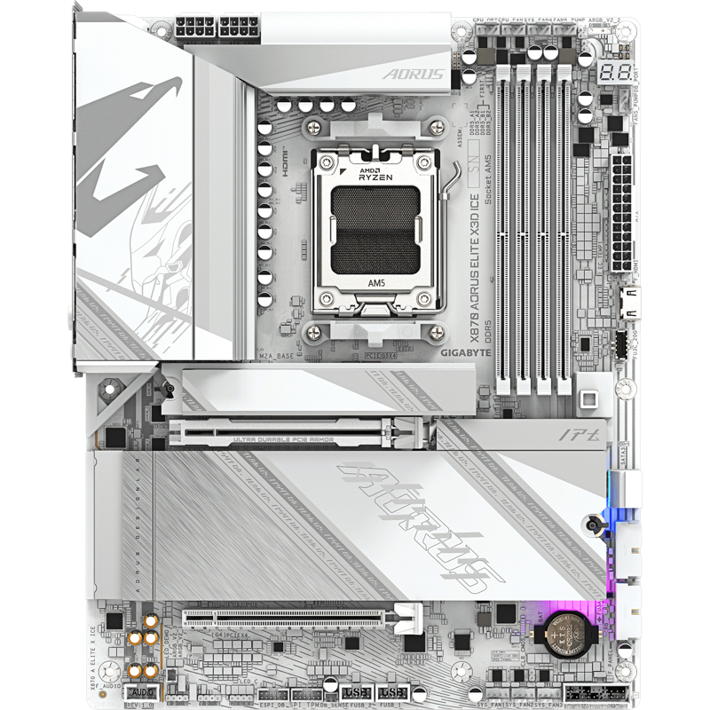 Материнская плата Gigabyte X870 A ELITE X ICE Socket AM5 AMD X870 4xDDR5 ATX AC`97 8ch(7.1) 2.5Gg RA