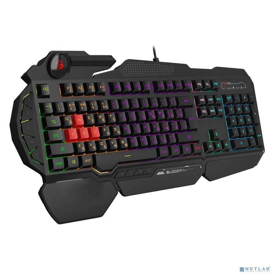 Клавиатура A4Tech Bloody B310N черный USB Multimedia for gamer LED (подставка для запястий) (B310N)