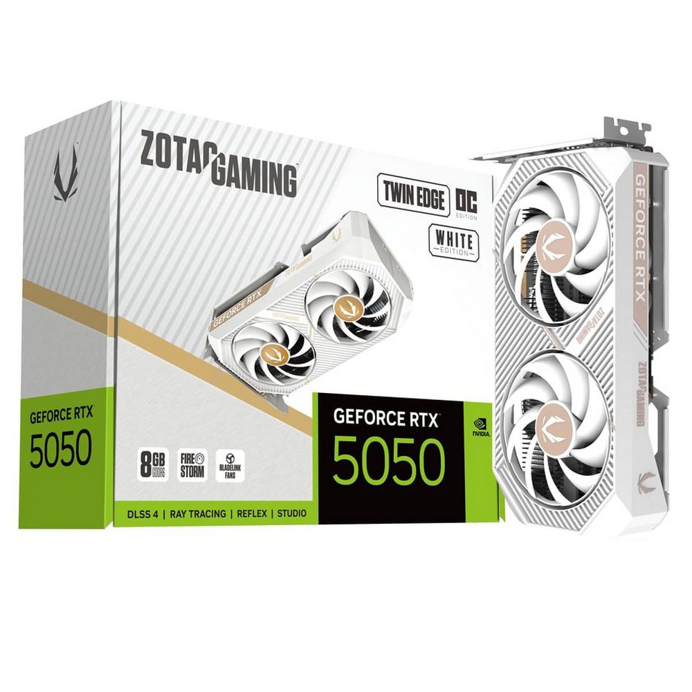 Видеокарта Zotac PCI-E 5.0 RTX 5050 TWIN EDGE OC WHITE ED 8GB NVIDIA GeForce RTX 5050 8Gb 128bit GDD