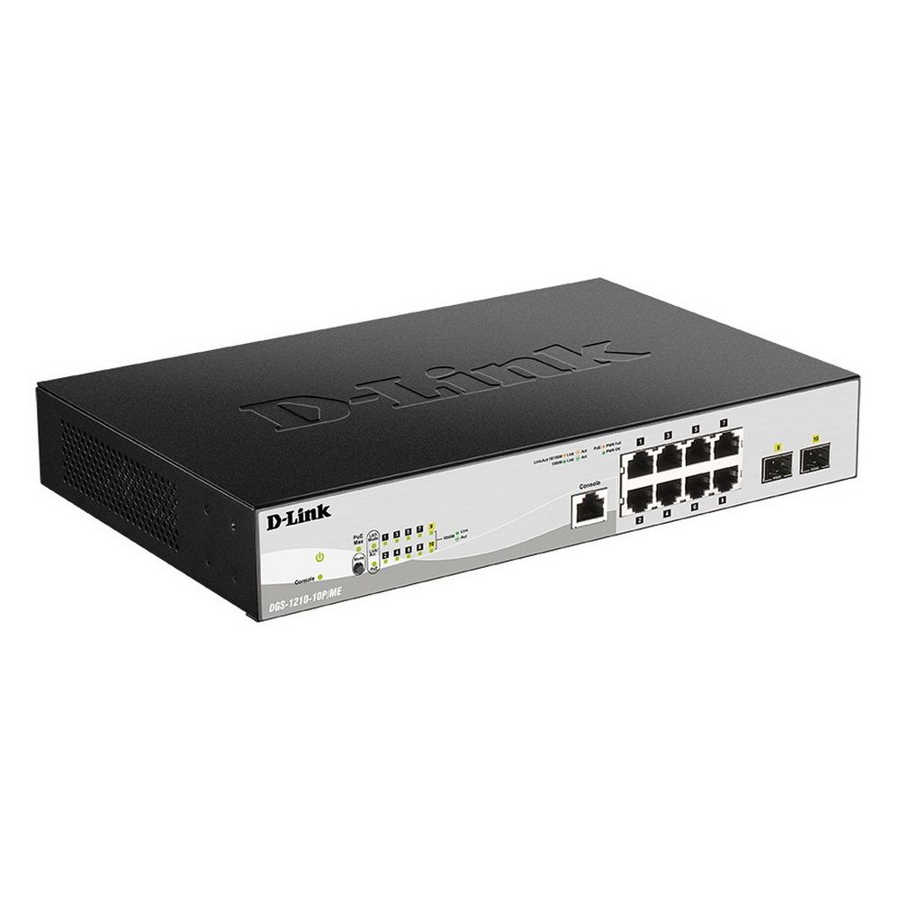 Коммутатор D-Link DGS-1210-10P/ME/B1A 8x1Гбит/с 2SFP 8PoE управляемый