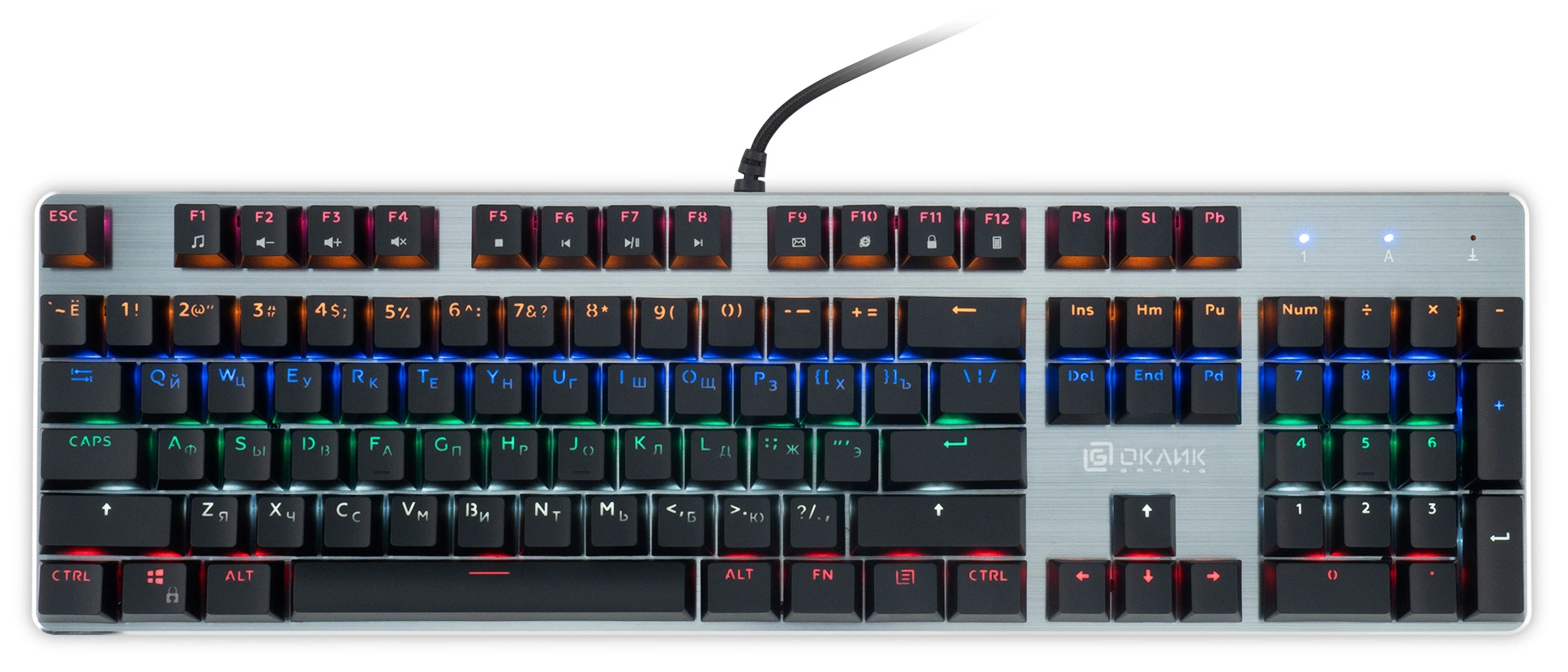 Клавиатура Оклик 970G Dark Knight механическая черный/серебристый USB for gamer LED (499578) кабель 1.5м