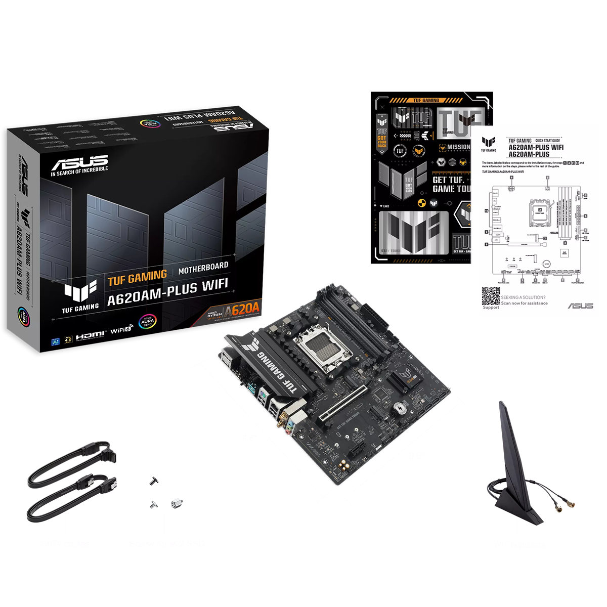 Материнская плата ASUS TUF GAMING A620AM-PLUS WIFI, AM5, A620A, 4*DDR5, 4*SATA, 2*M.2, 2*USB 3.2, 4*