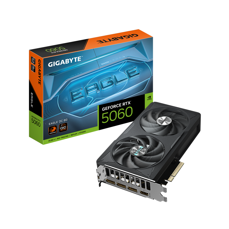 Видеокарта Gigabyte PCI-E 5.0 GV-N5060EAGLE OC-8GD 1.0 NVIDIA GeForce RTX 5060 8Gb 128bit GDDR7 2497