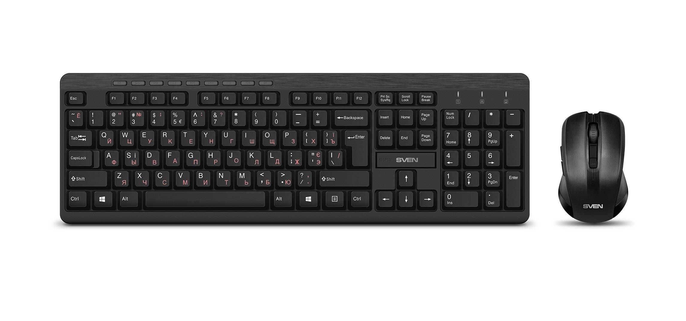 Беспроводной набор клавиатура + мышь Sven KB-C3400W (2,4 GHz, 104+9кл, 800-1600DPI)