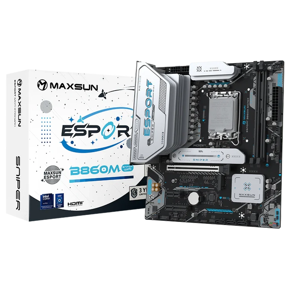 Материнская плата Maxsun MS-eSport B860M SNIPER WIFI B860, LGA1851, 2*DDR5, 1*PCIEx16, 1*PCIEx4, 1*P