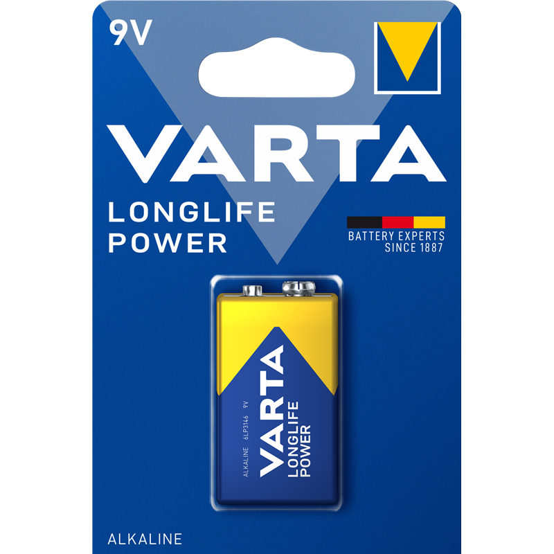 Varta LONGLIFE POWER (HIGH ENERGY) Крона 6LR61 BL1 Alkaline 9V (4922) (1 / 10 / 50)