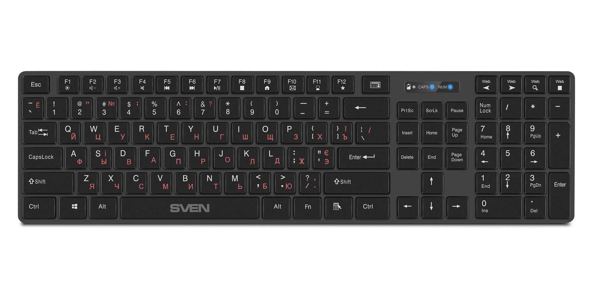 Беспроводная клавиатура SVEN KB-E5300W графит (109 кл.+12Fn)