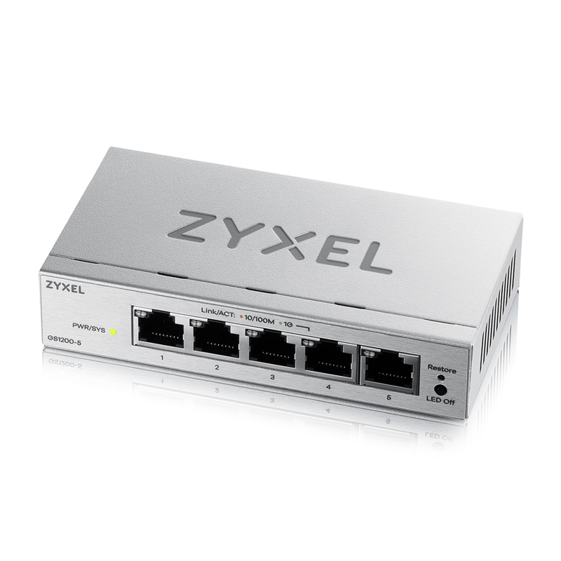 Коммутатор Web Smart L2 коммутатор Zyxel GS1200-5v3, 5xGE, настольный, бесшумный