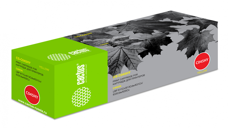 Картридж лазерный Cactus CS-C045HY 045 H Y желтый (2200стр.) для Canon LBP 611Cn/613Cdw/631Cn/633Cdw